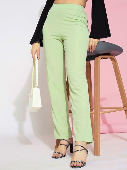 selvia light green regular fit mid rise trousers