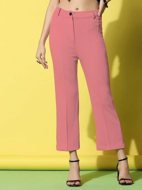 selvia light pink regular fit mid rise trousers