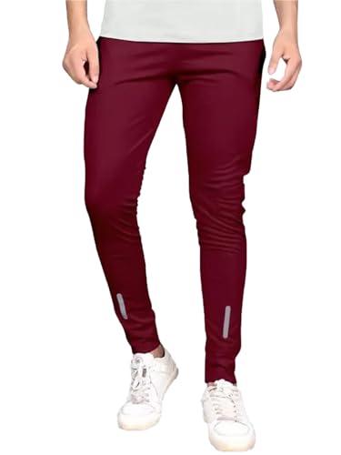 selvia men's solid lycra full elastic jogger track pant(446tk116n-s_maroon)