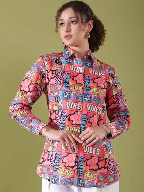 selvia multicolor cotton graphic print shirt