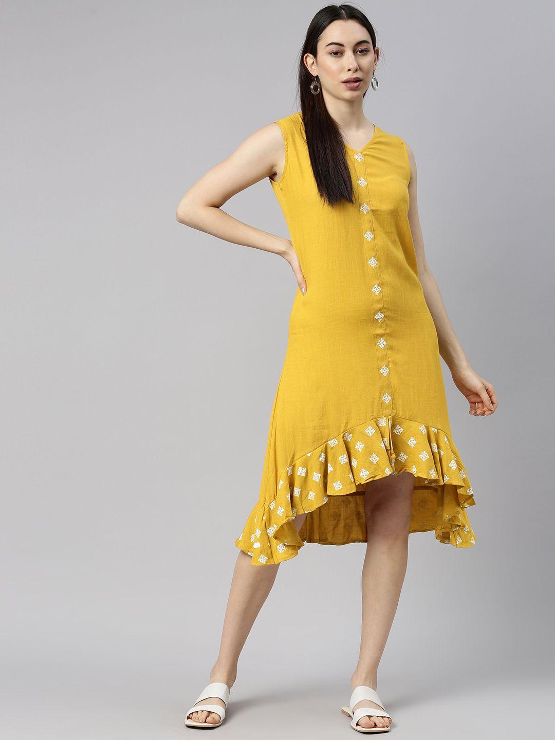 selvia mustard yellow a-line dress