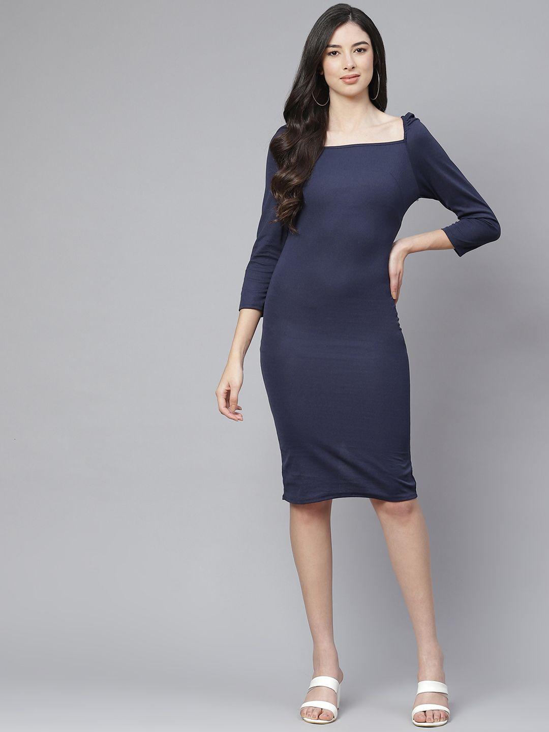 selvia navy blue scuba bodycon dress