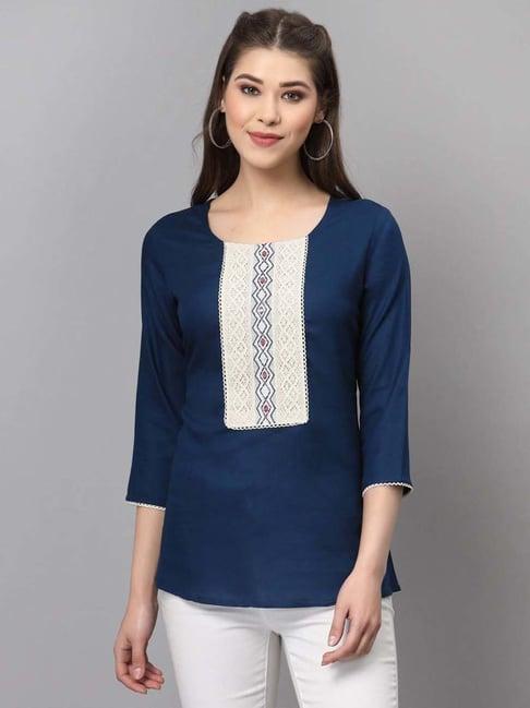 selvia navy embroidered tunic