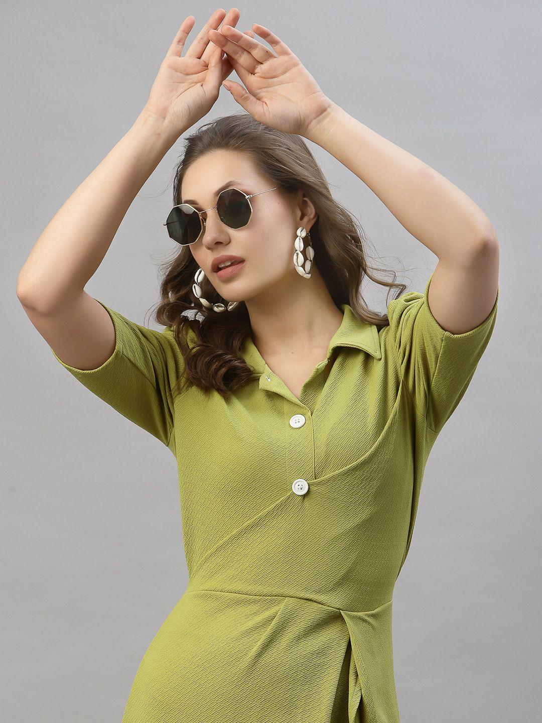 selvia olive green scuba shirt dress