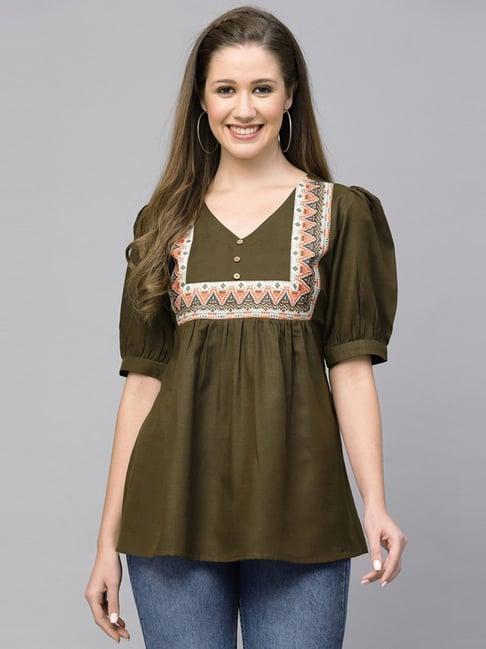 selvia olive printed tunic