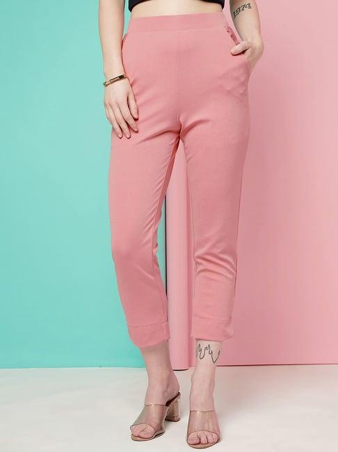 selvia peach regular fit mid rise trousers