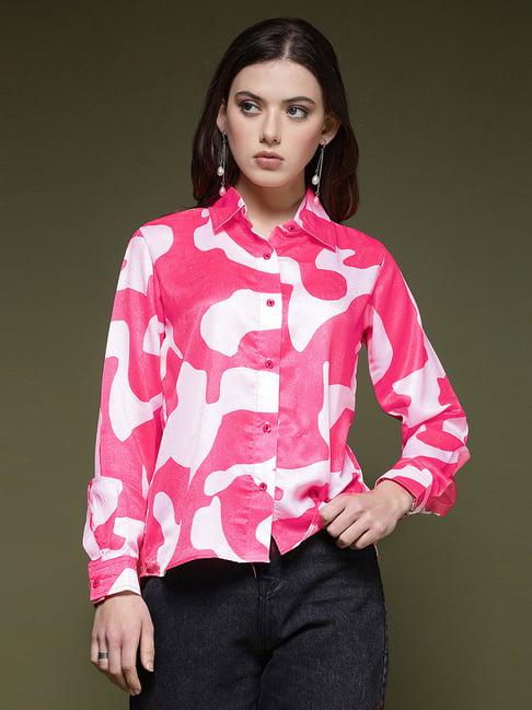 selvia pink & white printed shirt