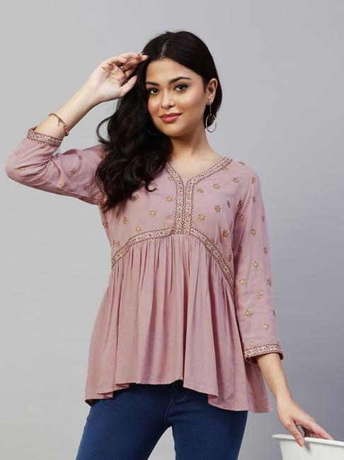 selvia pink floral print top