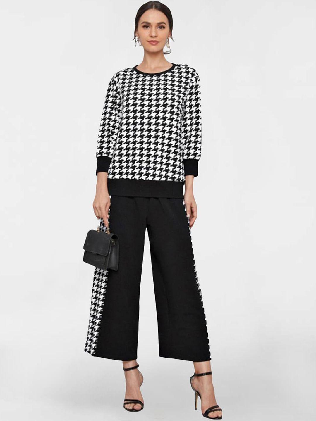 selvia printed round-neck top with trouser co-ords