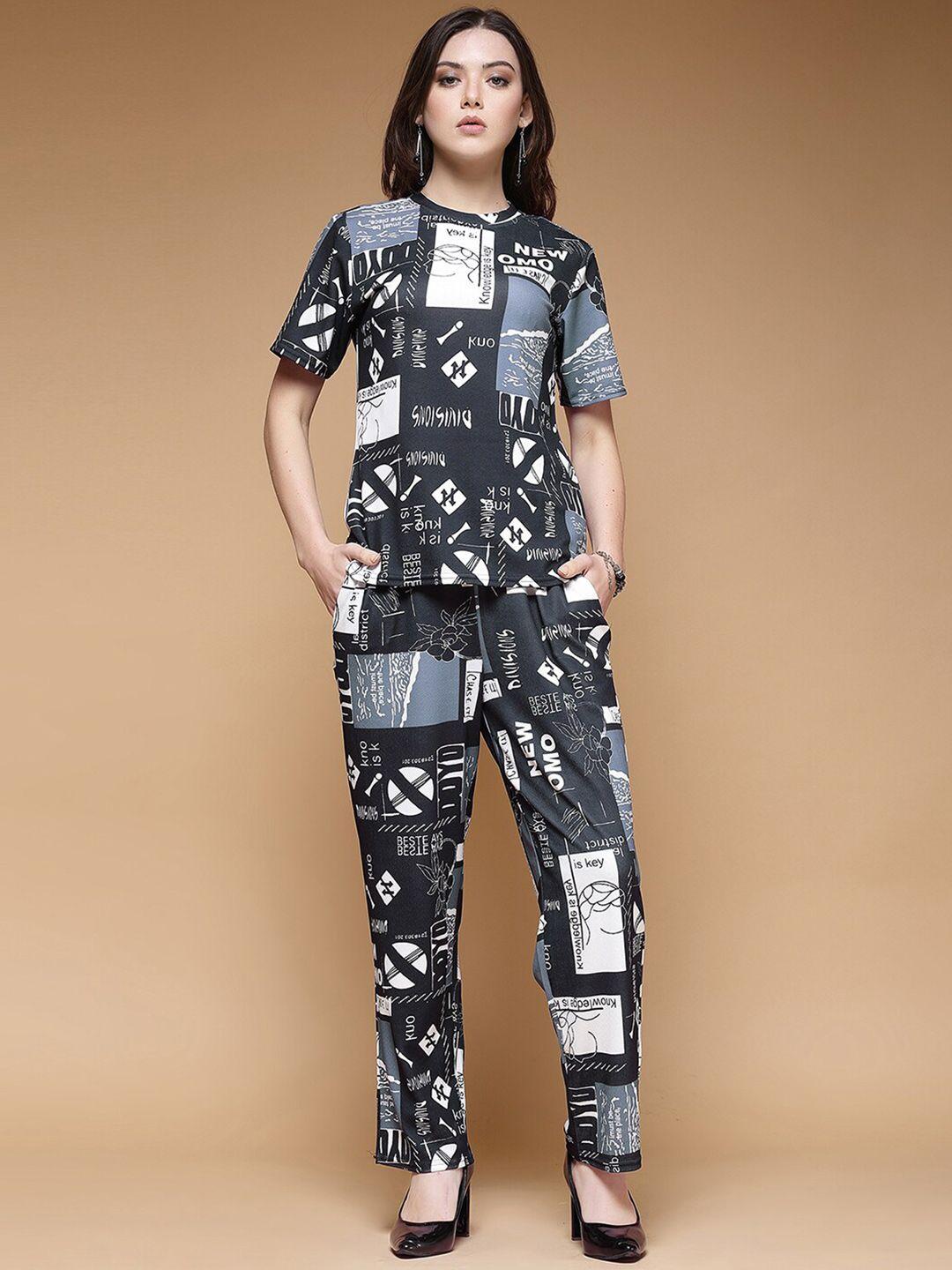selvia printed t-shirt & trouser co-ords