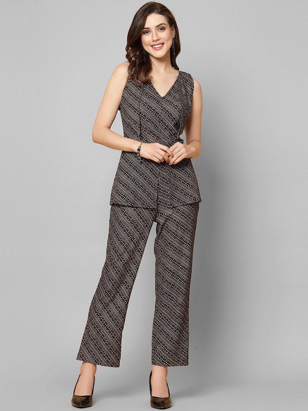 selvia printed v-neck top with printed trouser