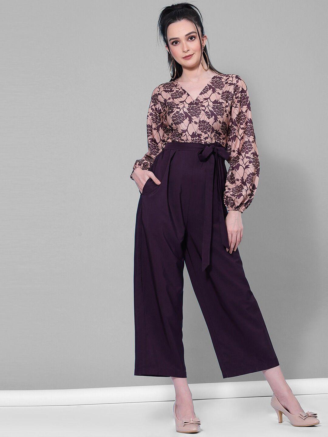 selvia printed waist tie ups basic jumpsuit