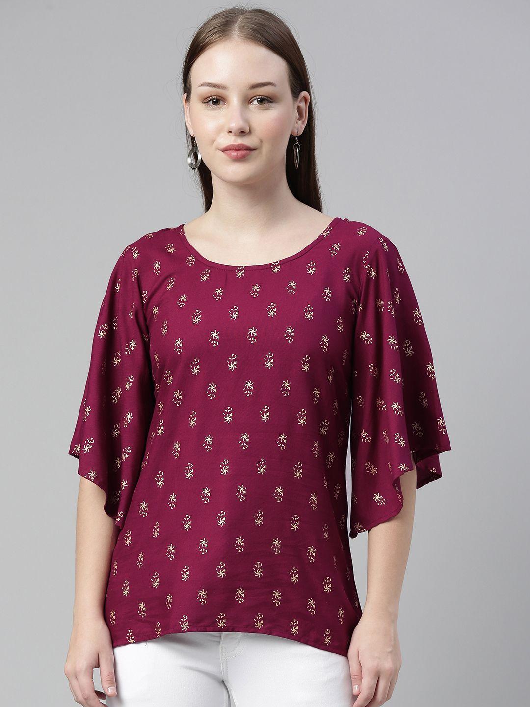 selvia purple printed regular top