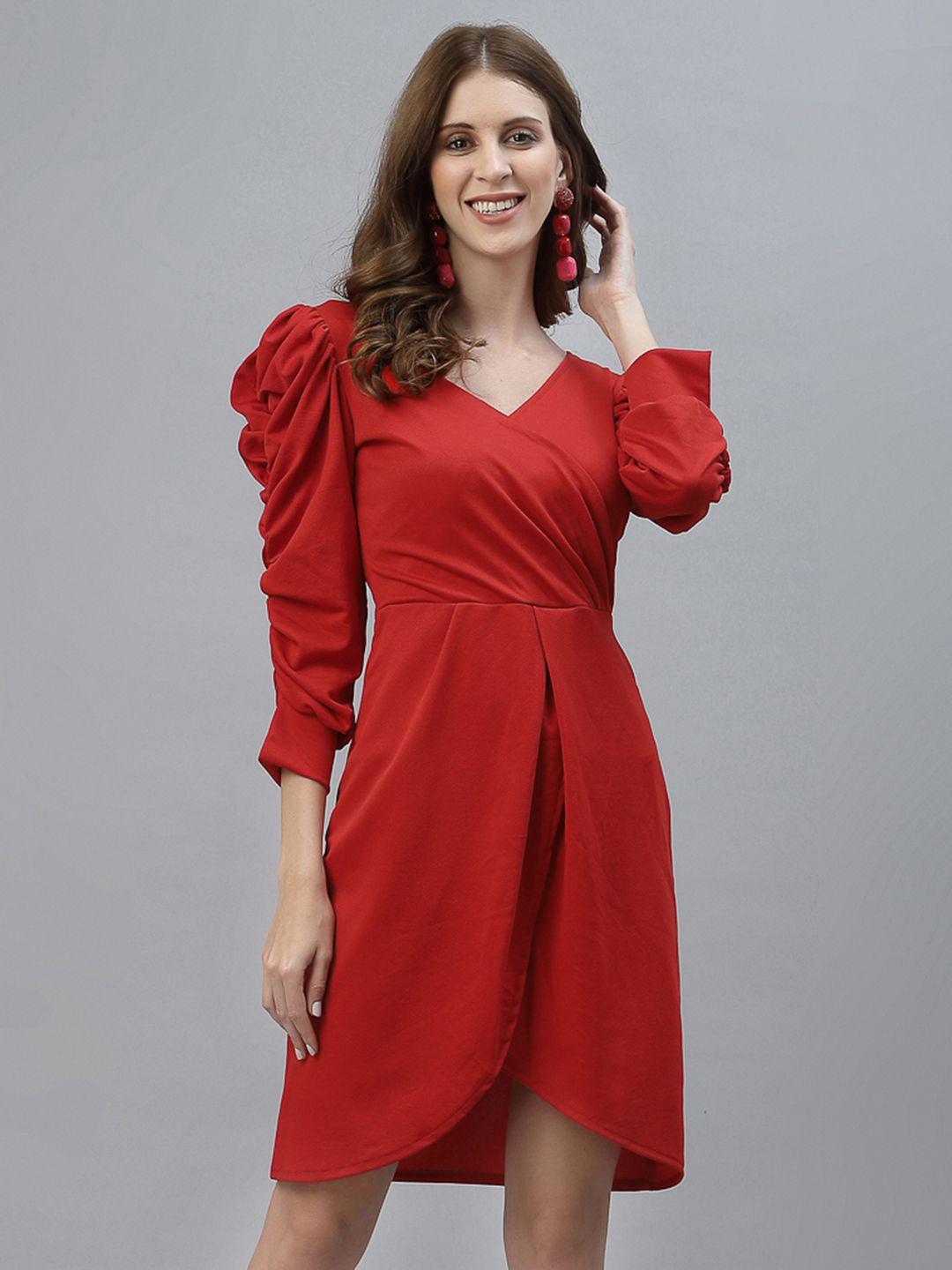 selvia red layered scuba dress