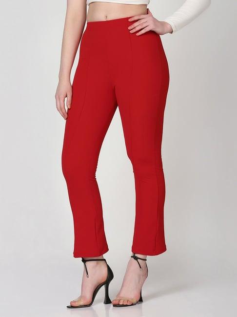 selvia red regular fit mid rise trousers