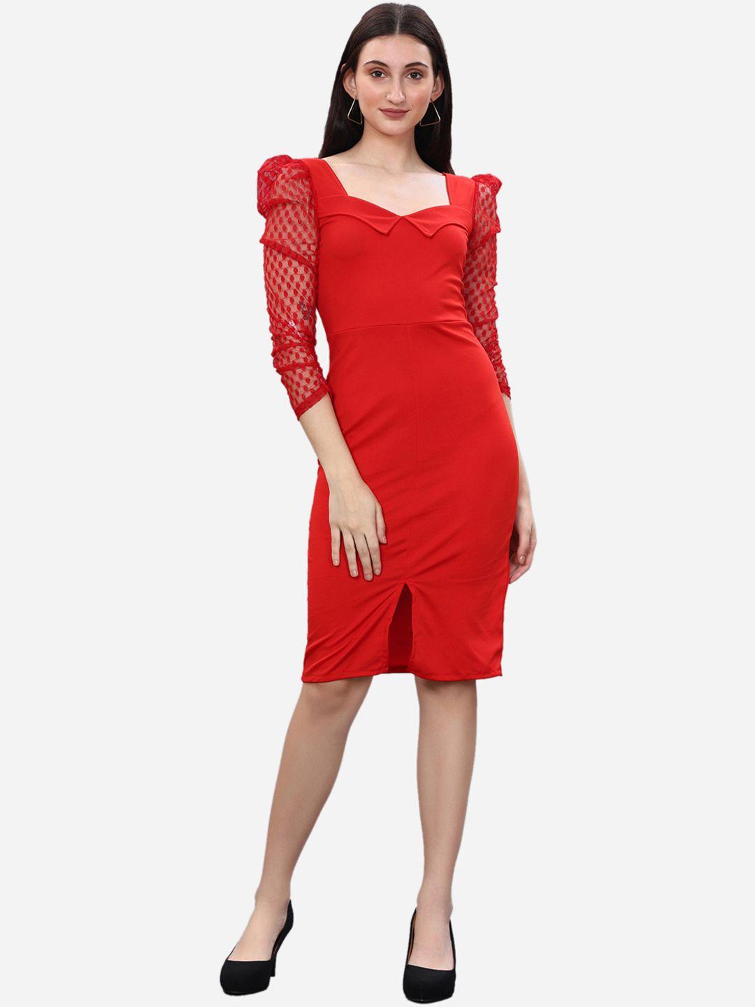 selvia red sheath dress