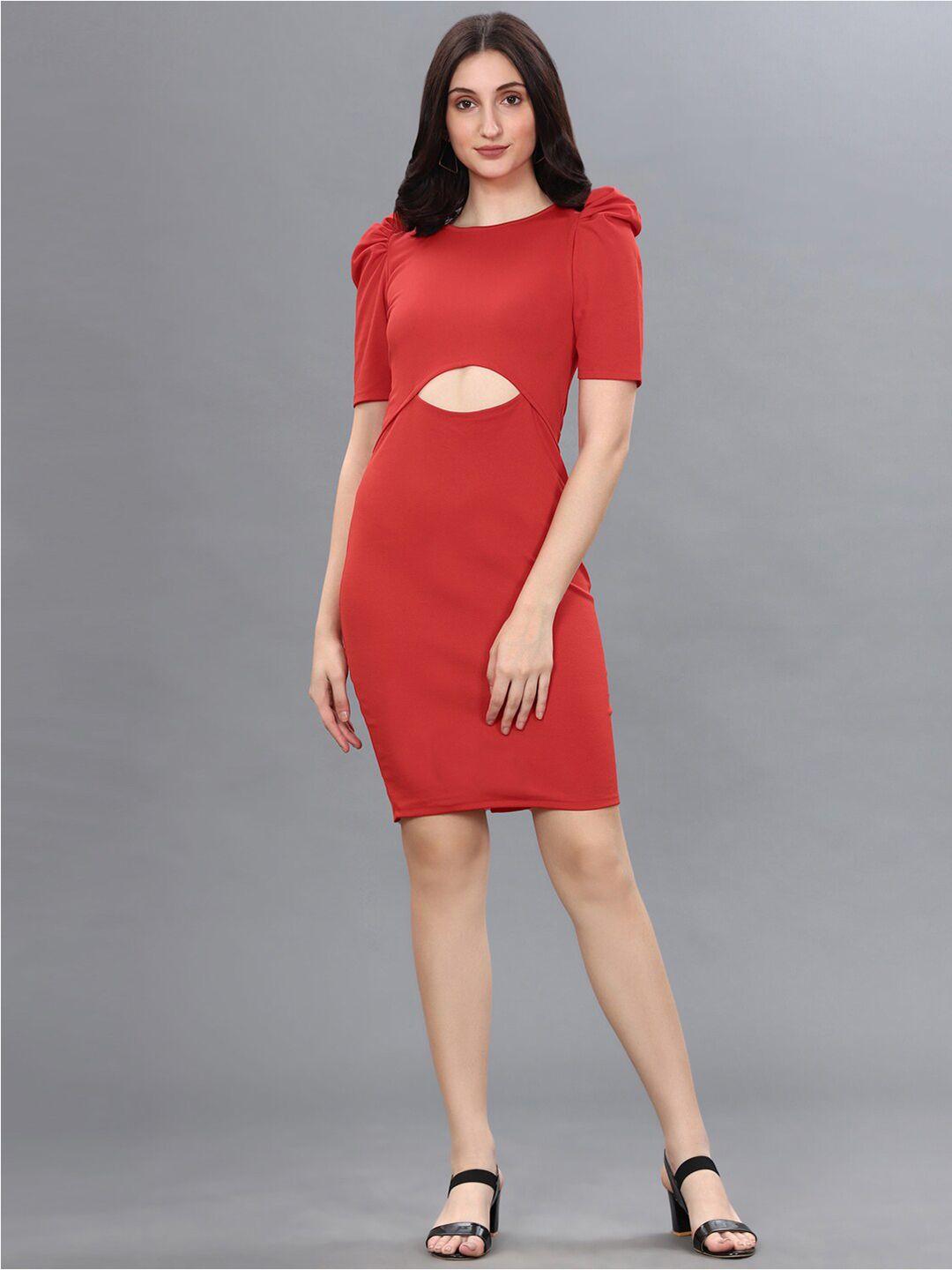 selvia round neck cut out sheath dress