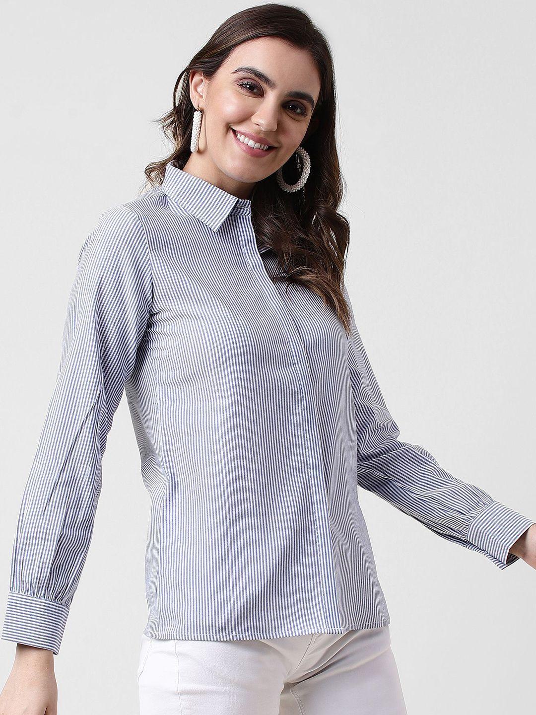 selvia self design vertical stripes casual shirt