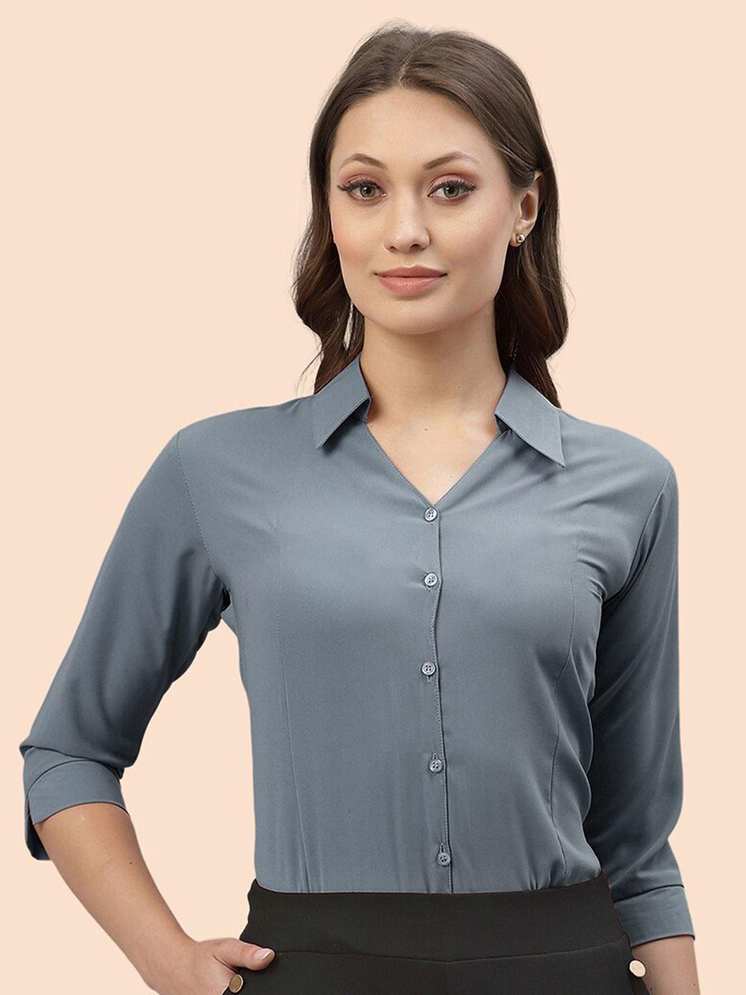 selvia spread collar long sleeves opaque casual shirt