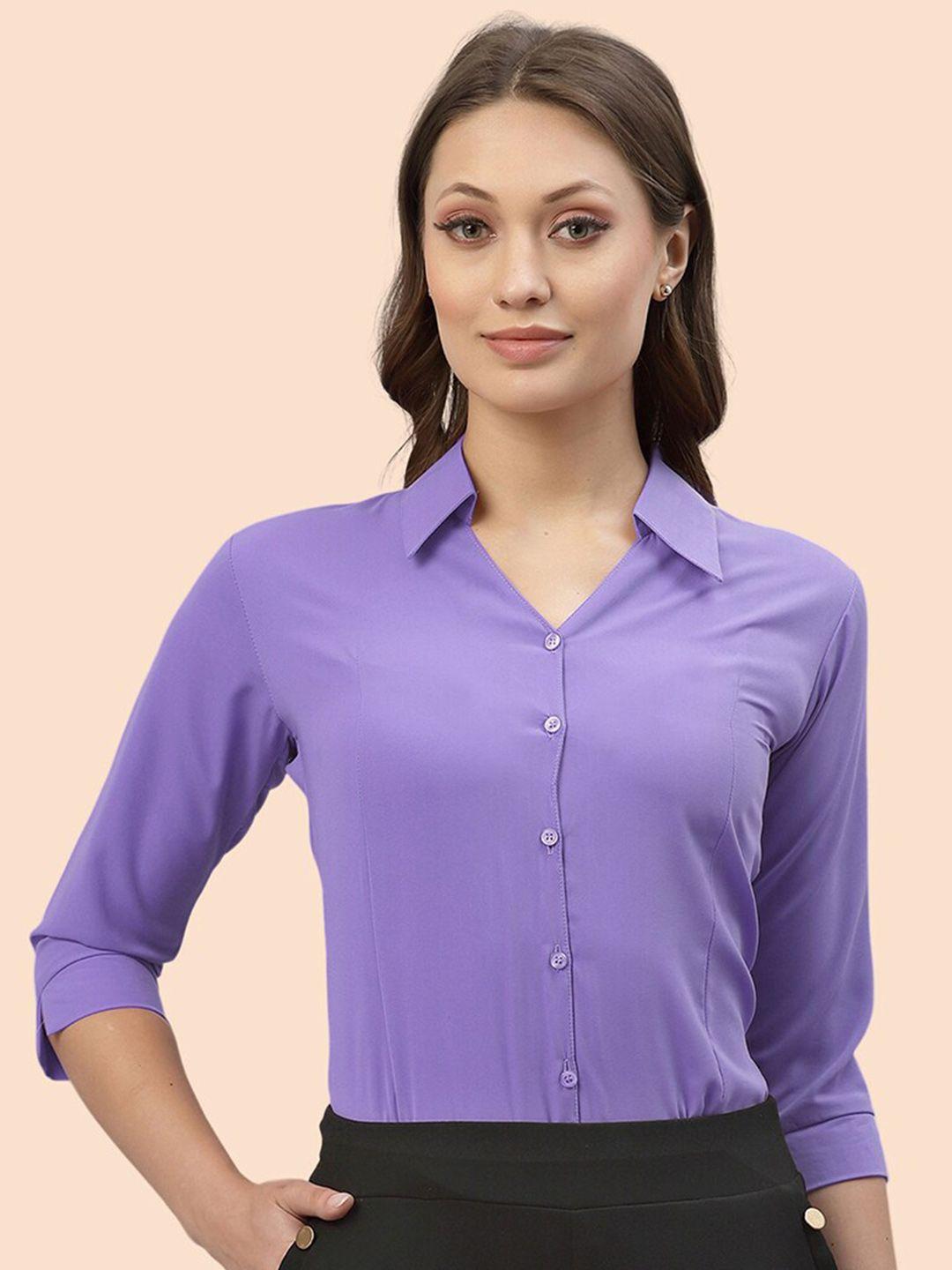 selvia spread collar long sleeves opaque casual shirt