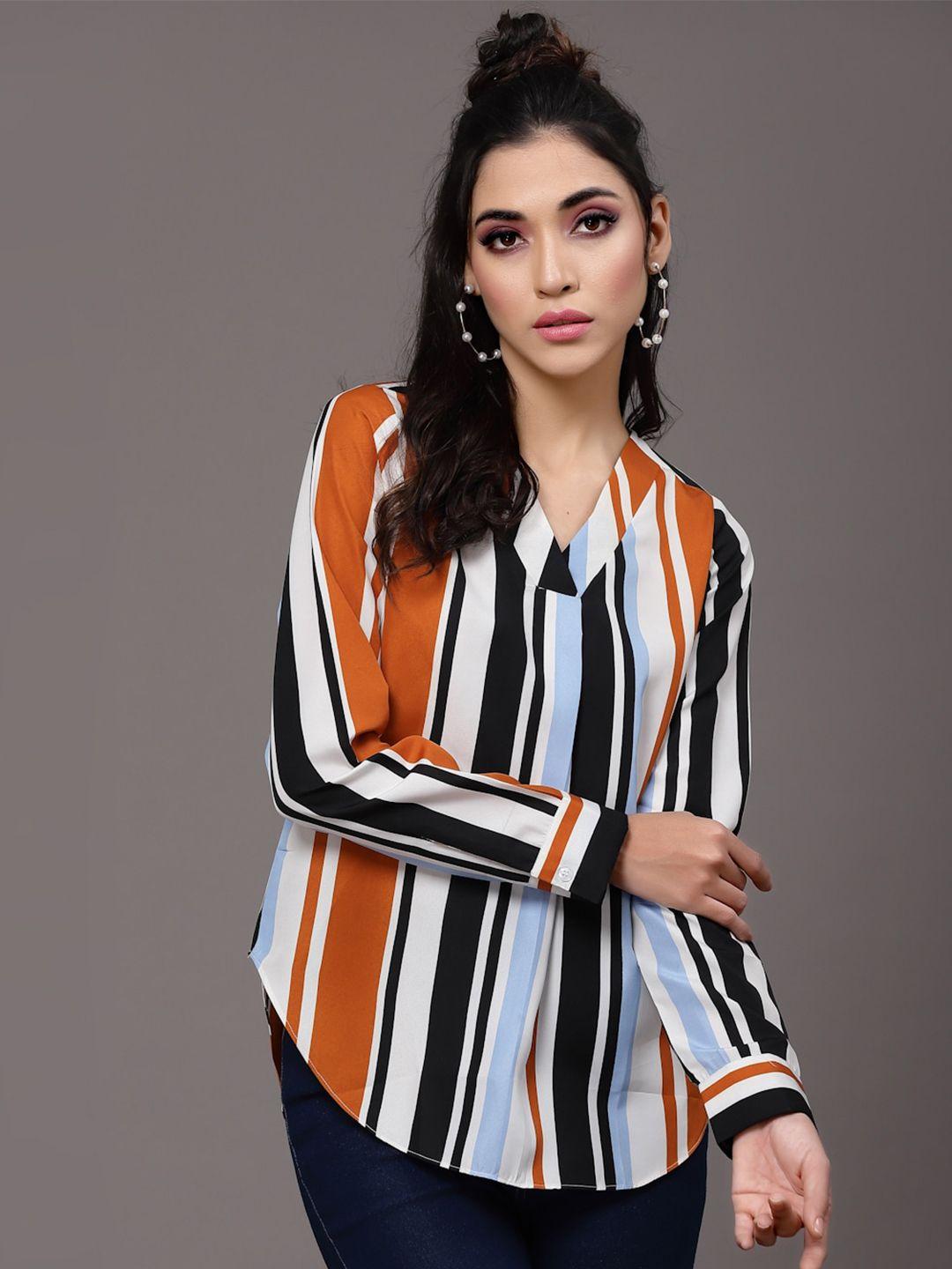 selvia striped crepe shirt style top