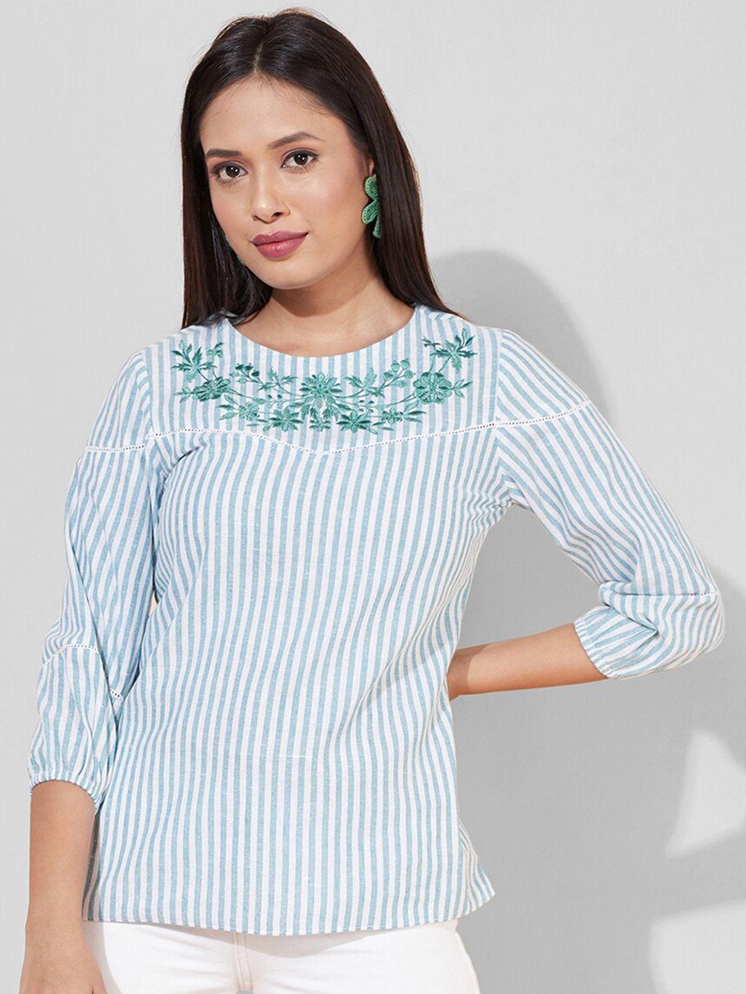 selvia striped embroidered top