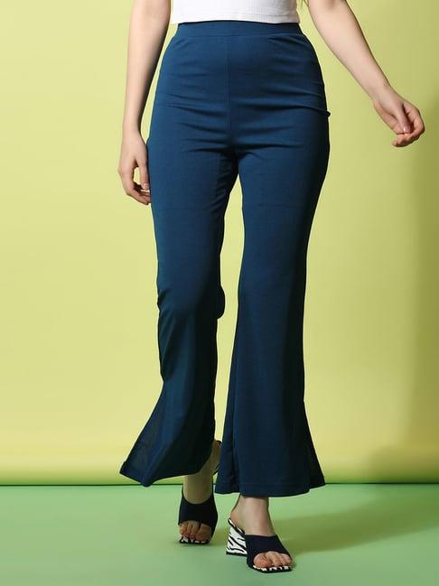 selvia teal regular fit mid rise trousers