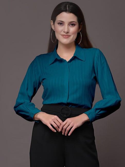 selvia teal regular fit shirt