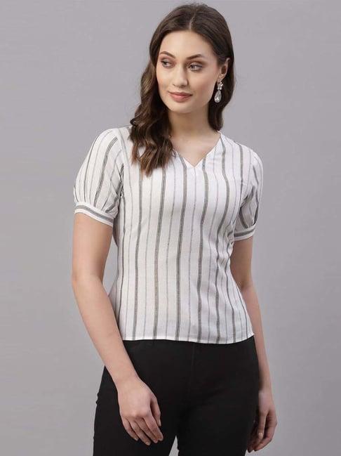 selvia white cotton striped top