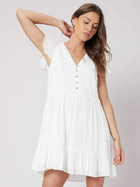 selvia white mini a line dress