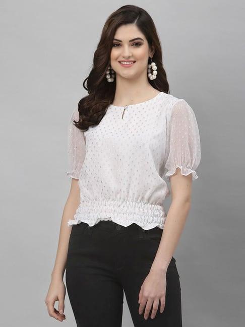 selvia white zari work top