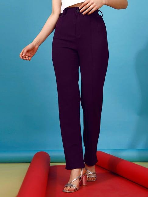 selvia wine regular fit mid rise trousers