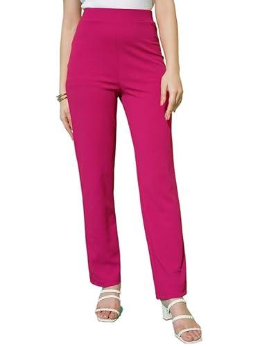 selvia women's knitted lycra straight trouser(503tk183n-s_pink)