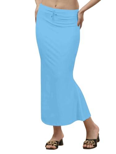 selvia women's lycra blend solid full elastic straight saree shapewear petticoat (699btk264n-xxl_sky blue)