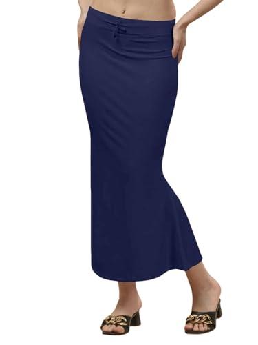 selvia women's lycra blend solid full elastic straight saree shapewear petticoat (699btk274n-xxl_navy blue)