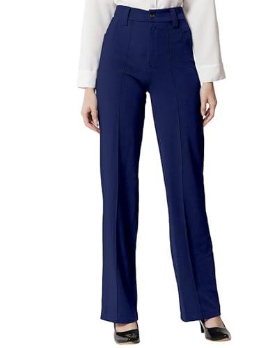 selvia women's solid lycra straight trouser(496tk146n-l_royal blue)