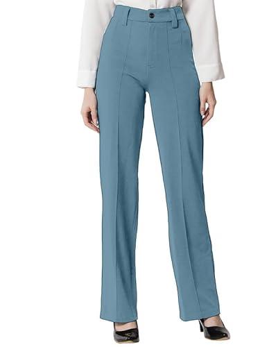 selvia women's solid lycra straight trouser(496tk151n-s_aqua blue)