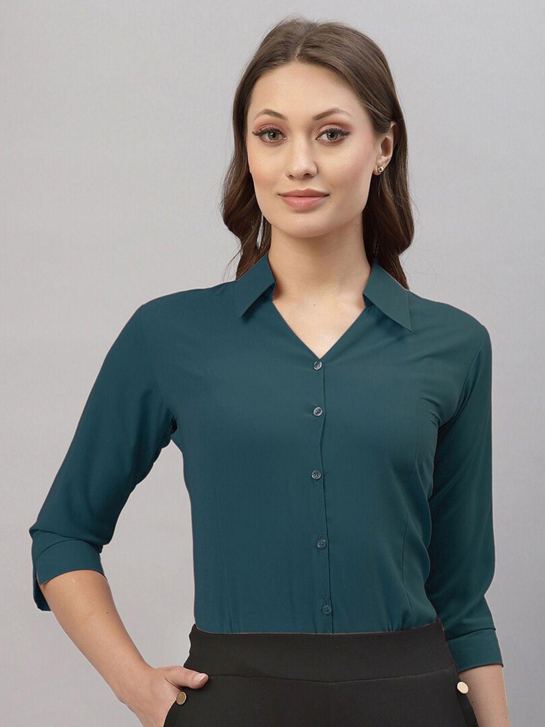 selvia women green solid shirt