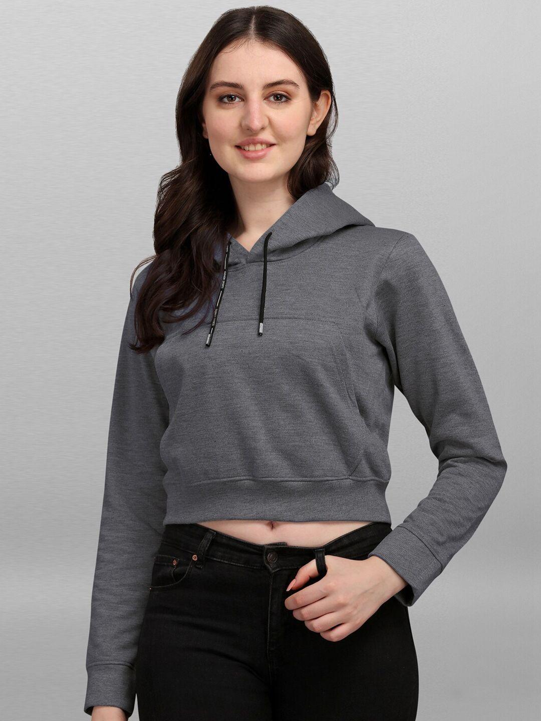 selvia women grey hooded sweatshirt