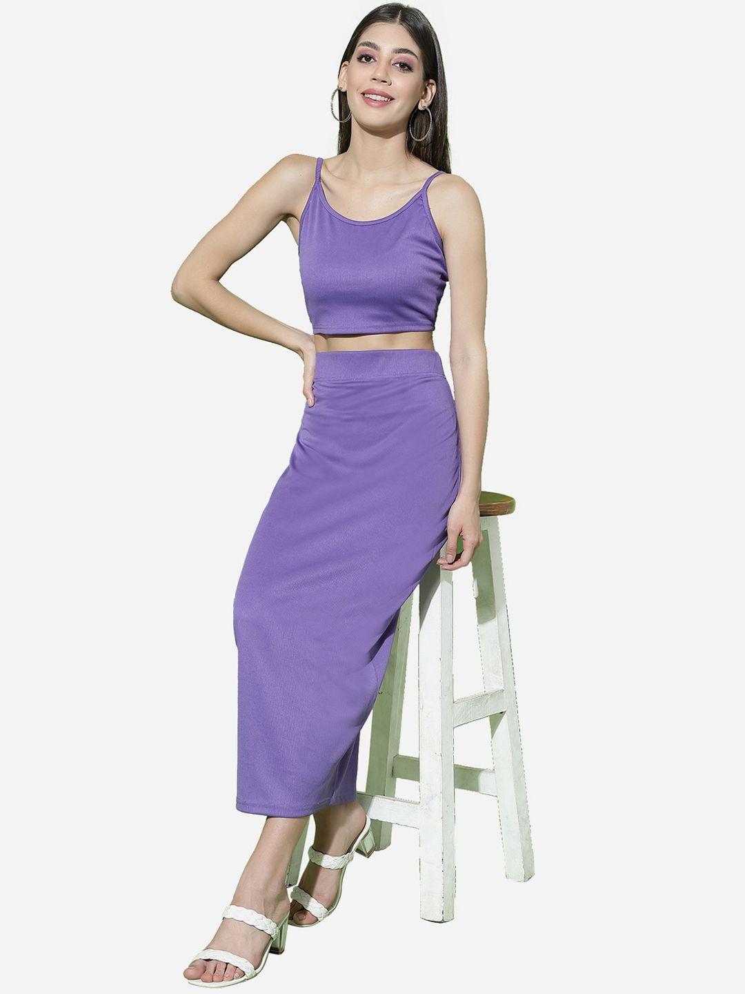 selvia women lavender solid co-ords set