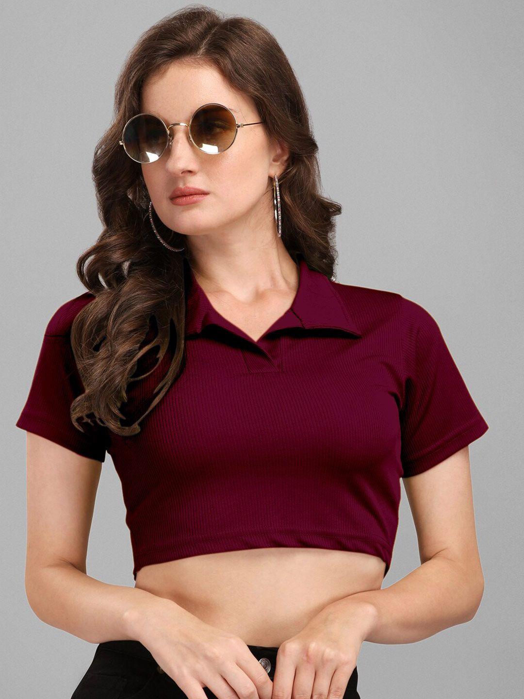 selvia women maroon scuba dyed crop top