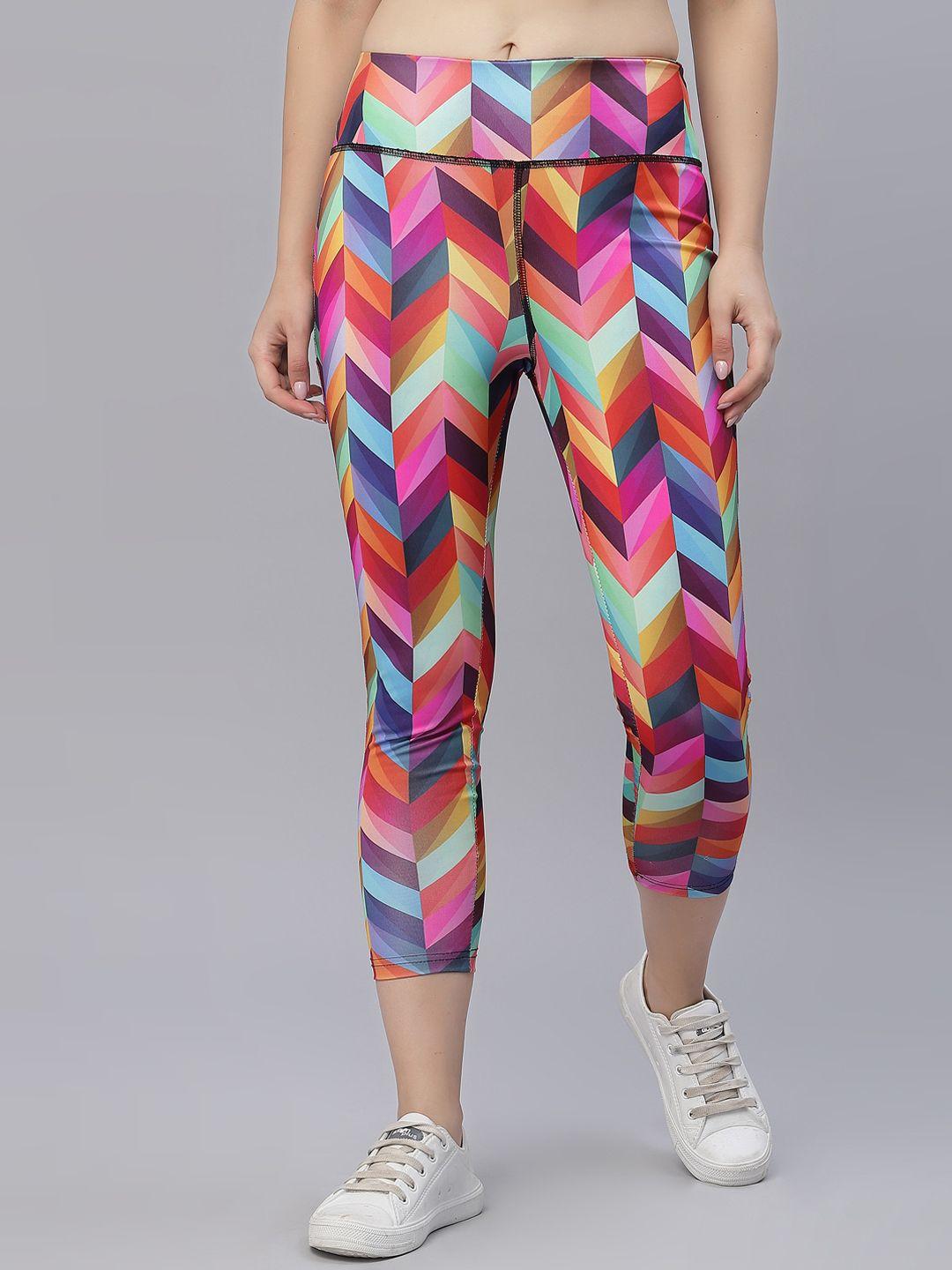 selvia women multicoloured geometric printed capris