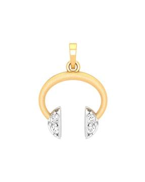 semi-circle yellow gold american diamond-studded pendant