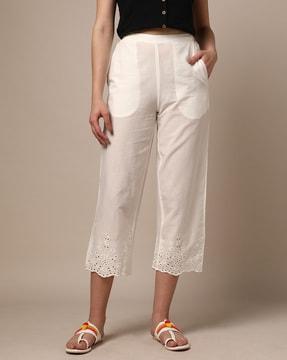 semi-elasticated pants with embroidery