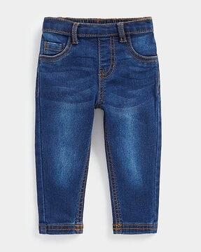 semi-elasticated waist mid-wash jeans