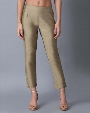 semi-elasticated waist slim fit pants