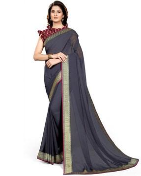 semi-sheer georgette saree with patch border