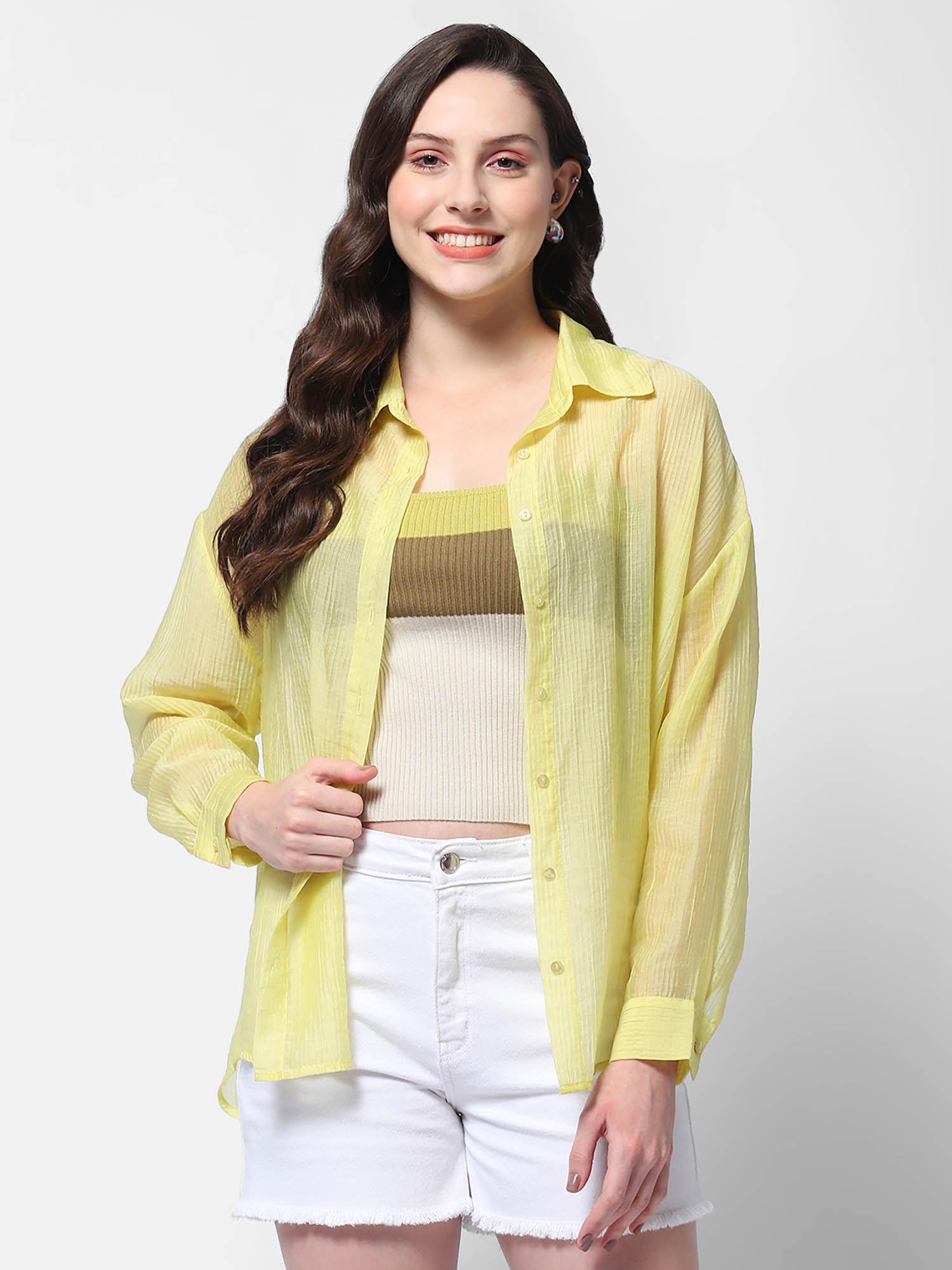 semi sheer lime textured shirt with inner (set of 2)