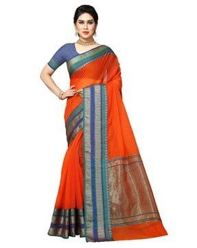 semi-sheer saree with contrast border