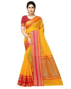 semi-sheer saree with contrast border